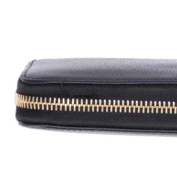 30561 6 Prada Saffiano Round Zipper Wallet Black