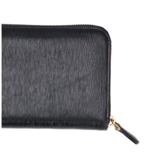 30561 7 Prada Saffiano Round Zipper Wallet Black