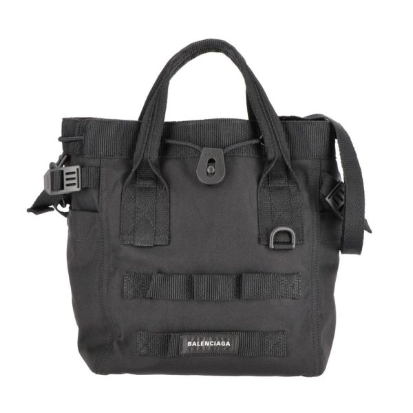 30608 1 Balenciaga ARMY Nylon 2 Way Hand Bag Black