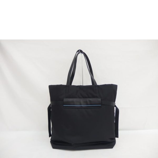 30731 2 Prada Nylon Leather Tote Bag Black