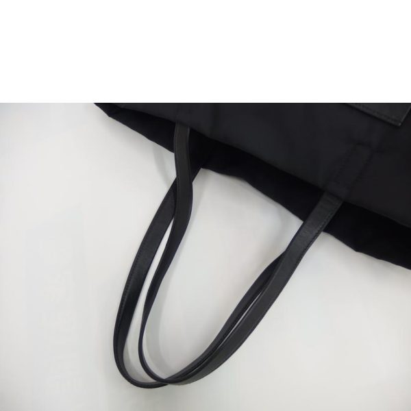 30731 3 Prada Nylon Leather Tote Bag Black