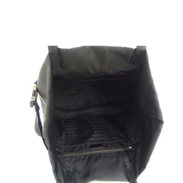 30731 5 Prada Nylon Leather Tote Bag Black