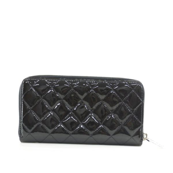 30859 2 Chanel Enamel Round Zipper Wallet Black