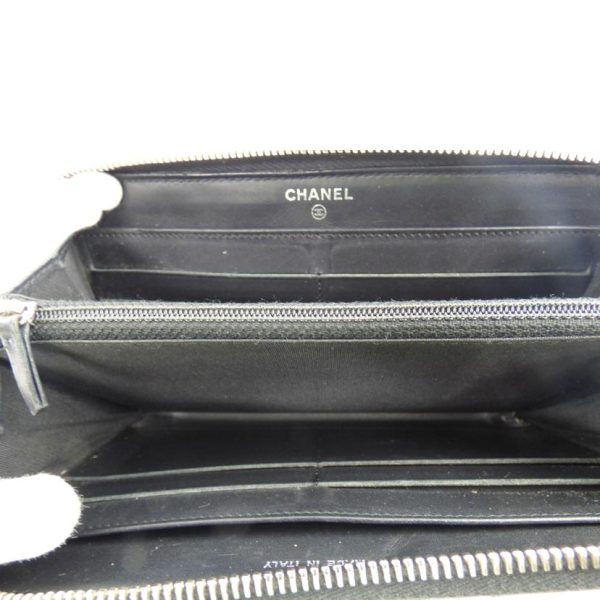 30859 4 Chanel Enamel Round Zipper Wallet Black