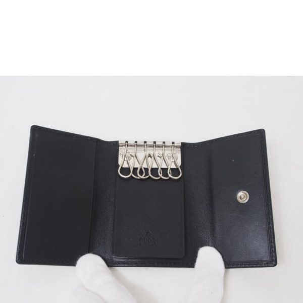 30958 4 Gucci 6 Row Leather Key Case Black