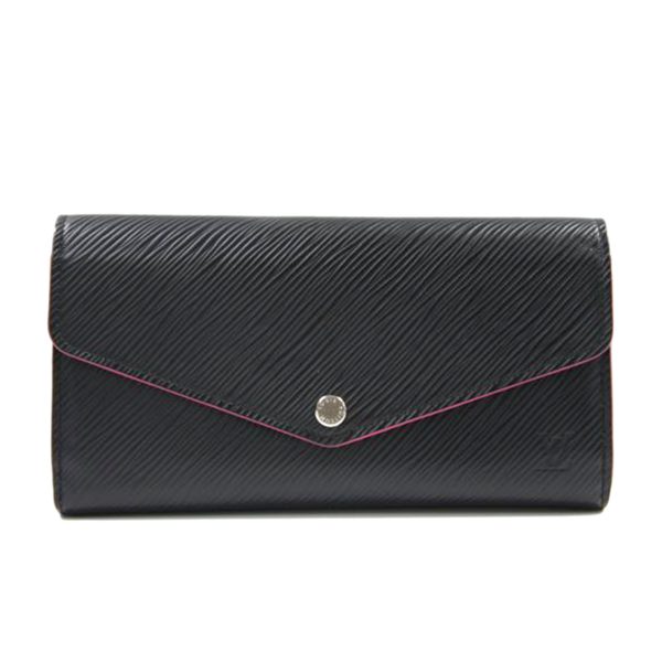 31049 1 Louis Vuitton Sarah Wallet Epi Noir Hot Pink