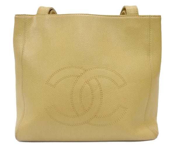 3115 2 Chanel Caviar Skin Tote Bag Shoulder Bag Beige