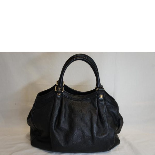 31193 2 Gucci Gucci Shima Leather Hand Bag Black