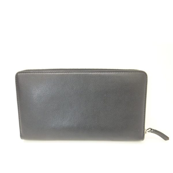 31236 2 Balenciaga Leather Round Zipper Long Wallet Black