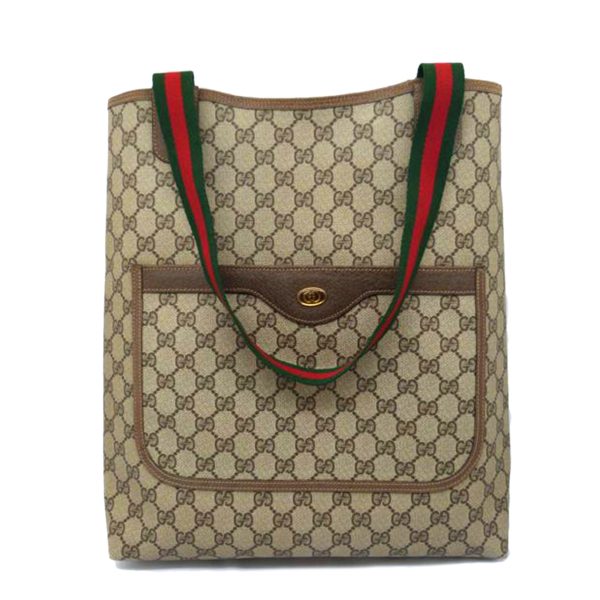 31253 1 Gucci Old Gucci GG Supreme PVC Tote Bag Beige