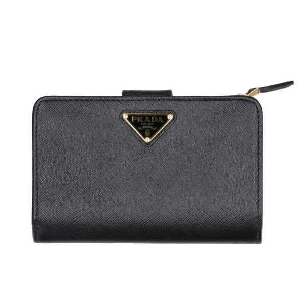 31328 1 PRADA Prada Saffiano Compact Wallet Bag Black