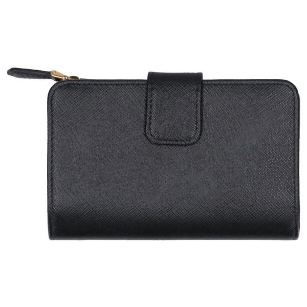 31328 2 PRADA Prada Saffiano Compact Wallet Bag Black