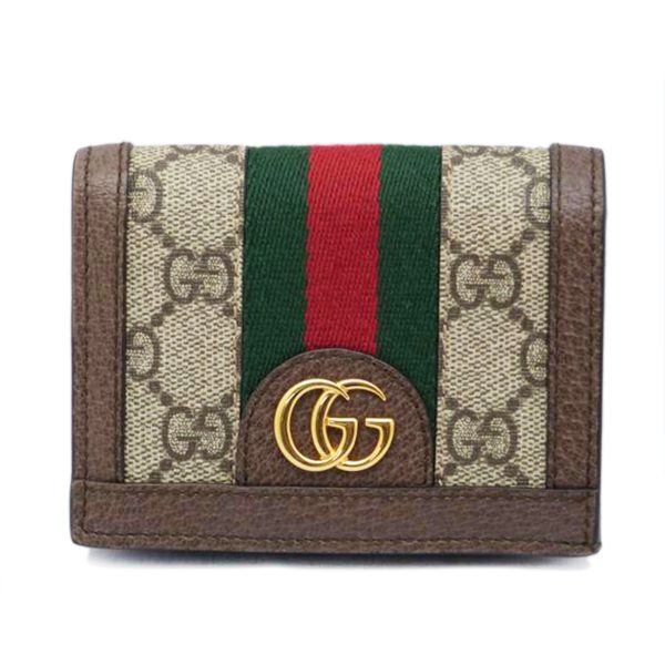 31383 1 Gucci Offdia GG Supreme 2 Fold Wallet Beige