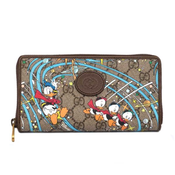 31543 1 Gucci Dex Disney Collaboration Donald Duck Round Zipper Wallet Blue