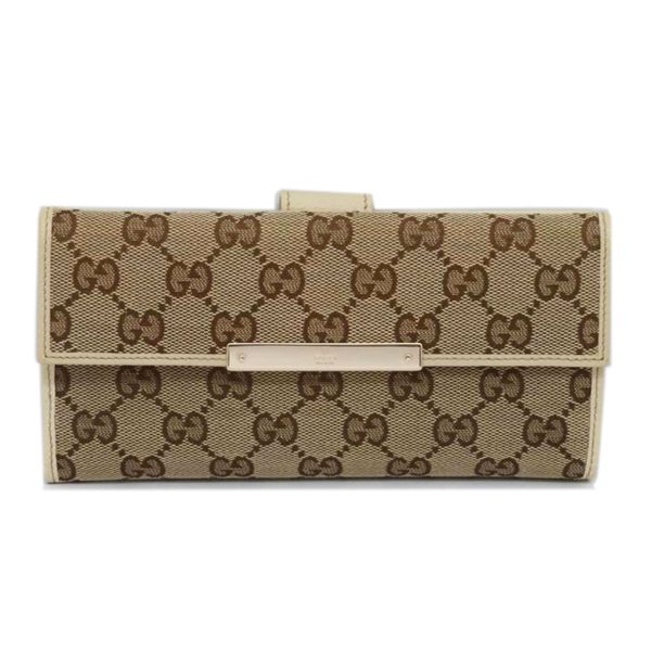 32059 1 Gucci GG Pattern Long Wallet Beige