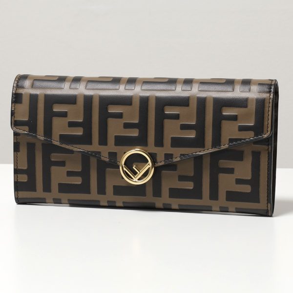 321127200 1 Fendi F Is Fendi Bifold Long Wallet FF Zucca Pattern Maya Nero