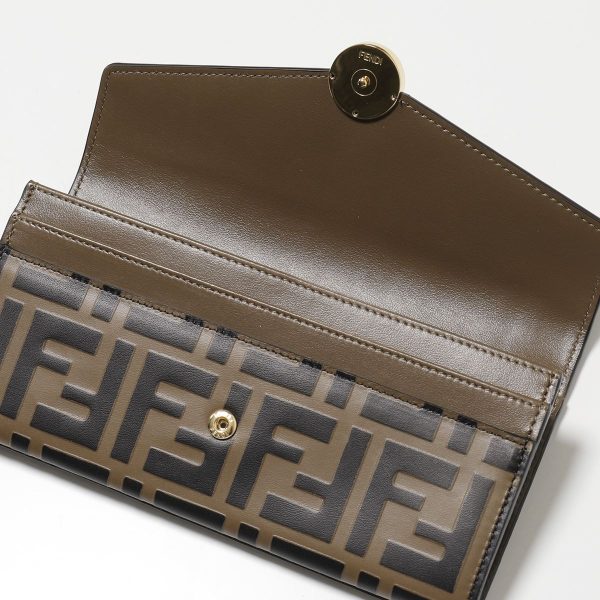 321127200 4 Fendi F Is Fendi Bifold Long Wallet FF Zucca Pattern Maya Nero