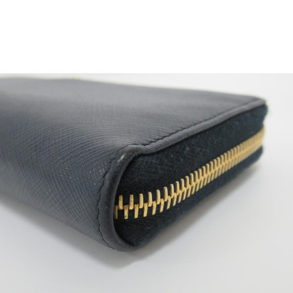 32117 3 PRADA Round Zipper Long Wallet Saffiano Bag Black