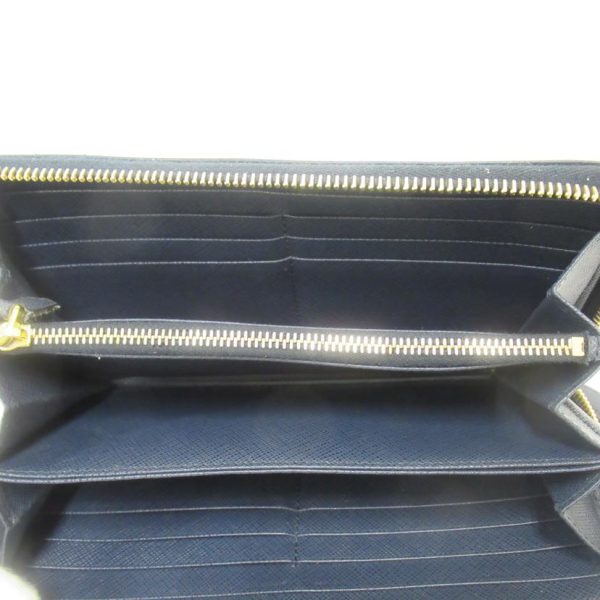 32117 4 PRADA Round Zipper Long Wallet Saffiano Bag Black