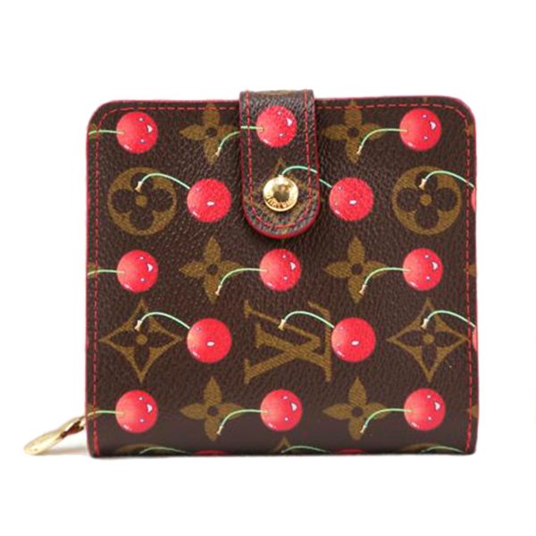 32190 1 Louis Vuitton Compact Zip Monogram Cherry Red