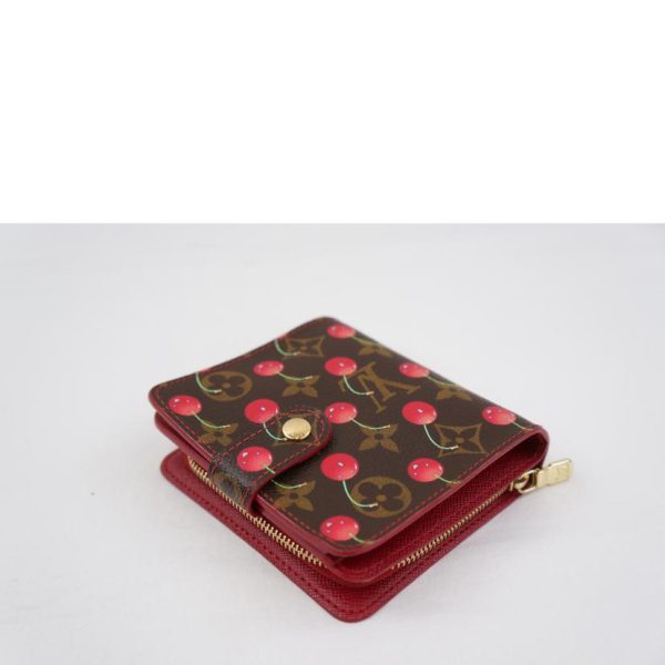 32190 3 Louis Vuitton Compact Zip Monogram Cherry Red