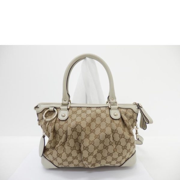 32202 2 Gucci Sookie GG Canvas Handbag Beige