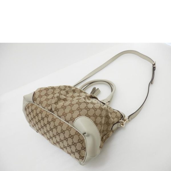 32202 3 Gucci Sookie GG Canvas Handbag Beige