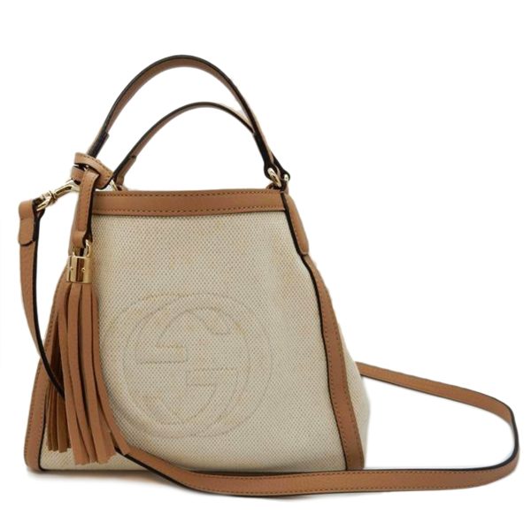 32249 1 Gucci Soho Canvas Calf Leather Shoulder Bag