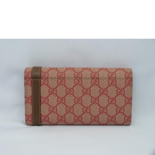 32298 2 Gucci GG Supreme Long Wallet Red Biege