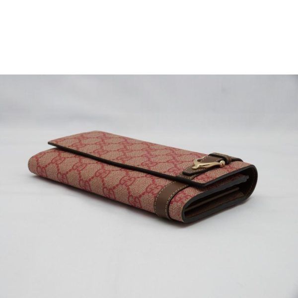 32298 3 Gucci GG Supreme Long Wallet Red Biege