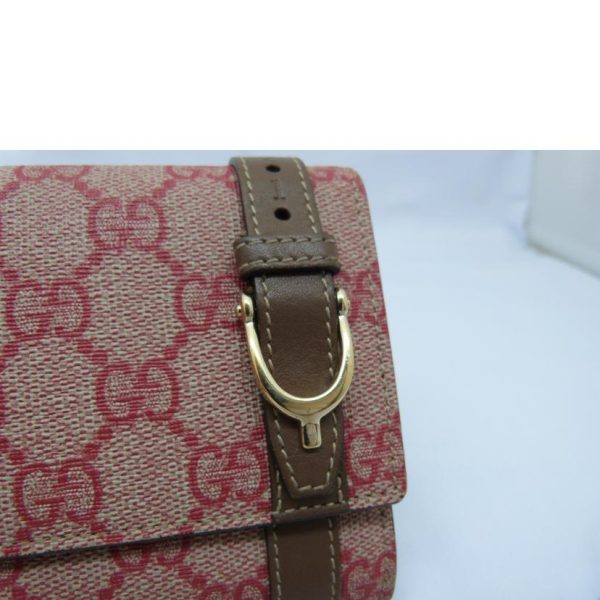 32298 7 Gucci GG Supreme Long Wallet Red Biege