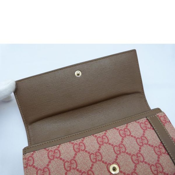 32298 8 Gucci GG Supreme Long Wallet Red Biege