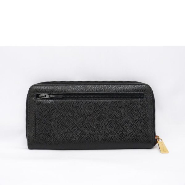 32328 2 CHANEL Round Zipper Wallet Black