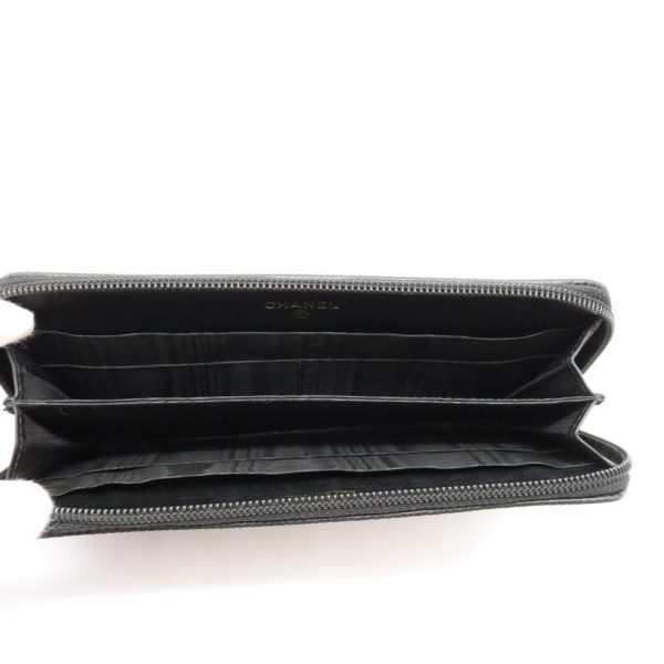 32328 4 CHANEL Round Zipper Wallet Black