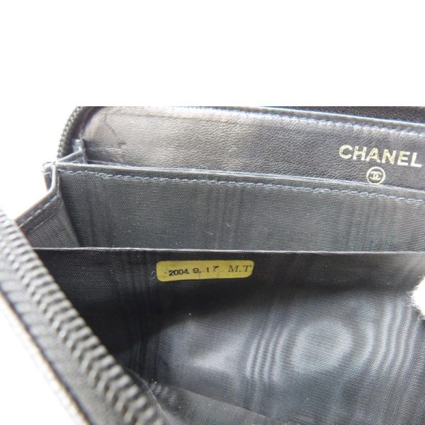 32328 7 CHANEL Round Zipper Wallet Black