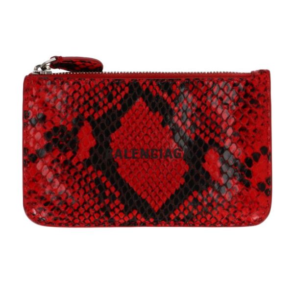 32343 1 Balenciaga Coin Card Case Snake Embossed Red