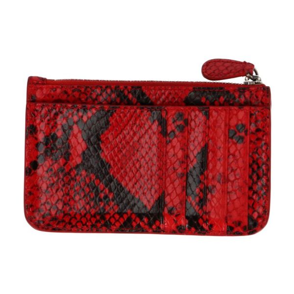 32343 2 Balenciaga Coin Card Case Snake Embossed Red