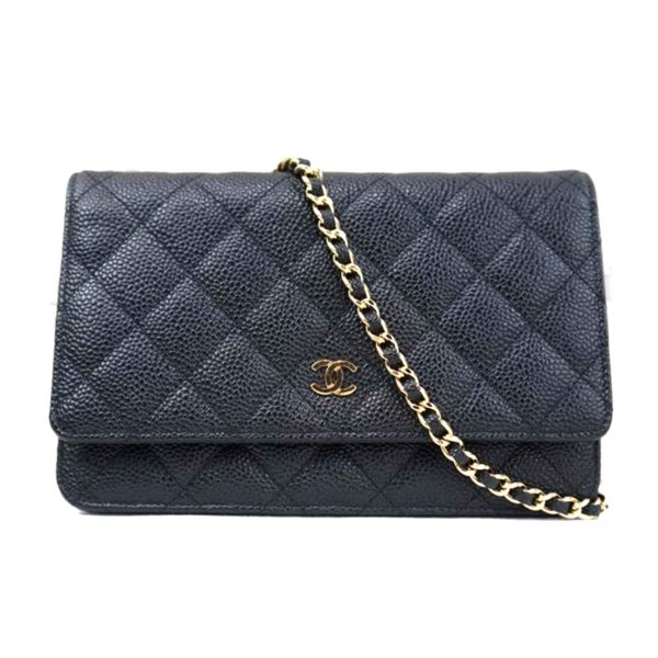 32398 1 Chanel Matelasse Caviar Chain Wallet Black