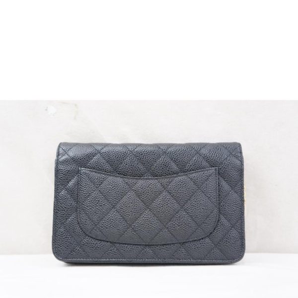 32398 2 Chanel Matelasse Caviar Chain Wallet Black