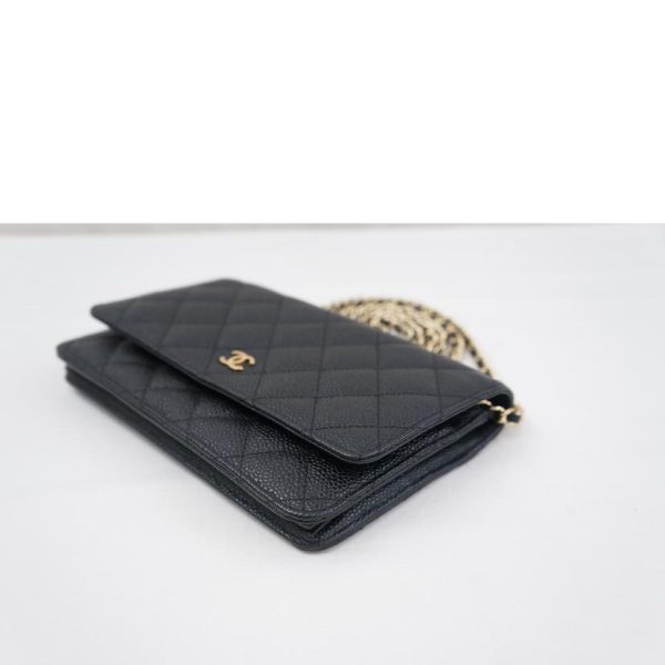 32398 4 Chanel Matelasse Caviar Chain Wallet Black