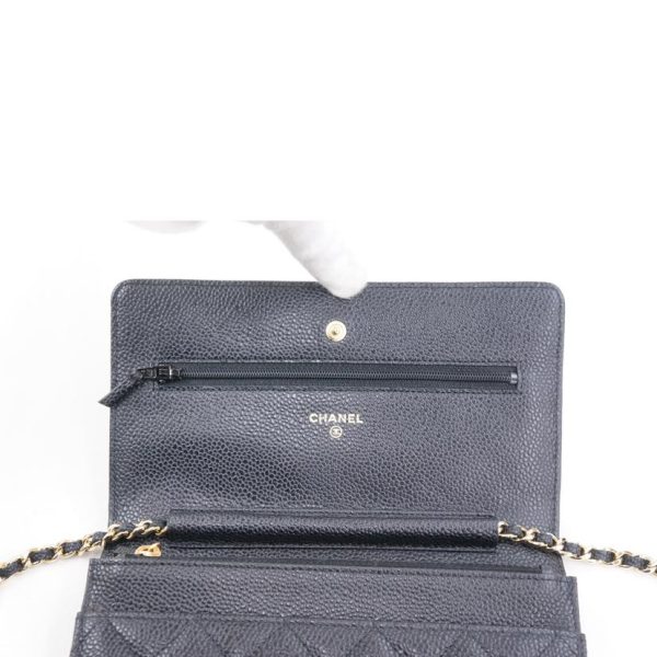 32398 5 Chanel Matelasse Caviar Chain Wallet Black