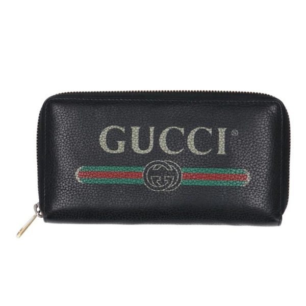 32400 1 GUCCI Logo Print Leather Round Zipper Long Wallet