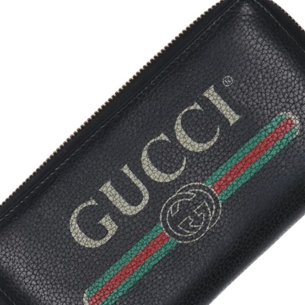 32400 3 GUCCI Logo Print Leather Round Zipper Long Wallet