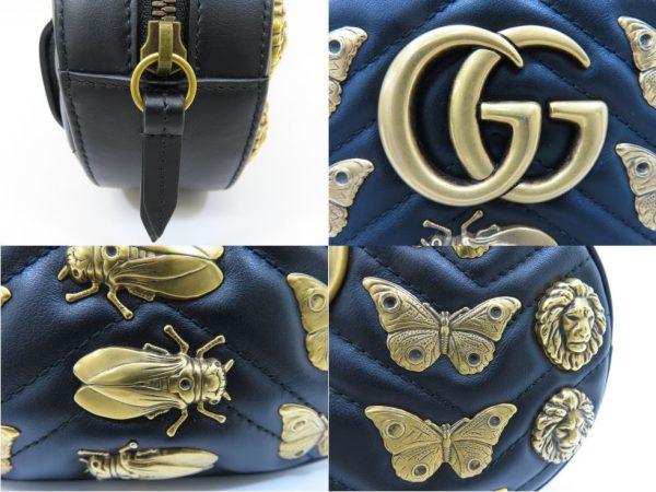 3240600612 06 Gucci GG Marmont Studs Belt Bag Black