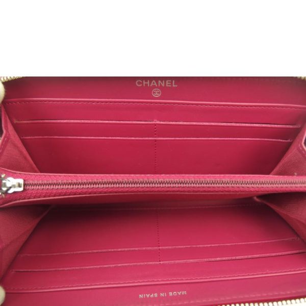 32420 4 Chanel Brilliant Tomato Delasse Enamel Long Zip Wallet