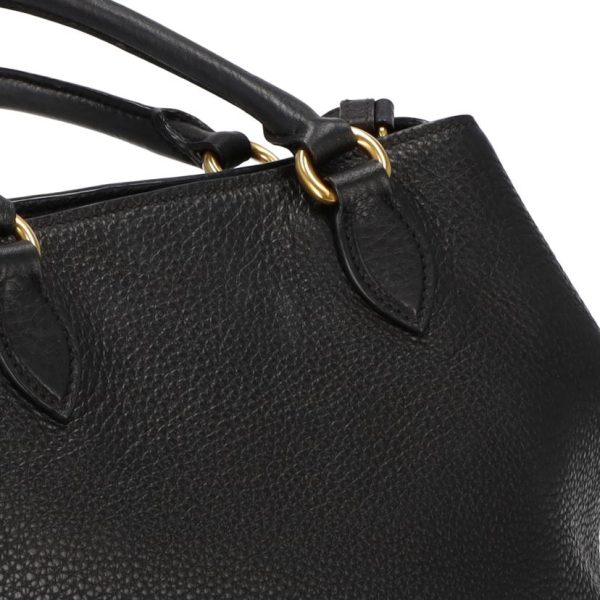 32893 8 Prada Vitello Phenix 2WAY Leather Bag Black Gold