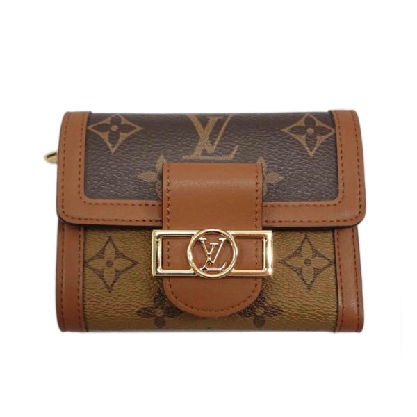 32981 1 Louis Vuitton Portefeuil Dauphine Monogram Reverse Wallet Brown