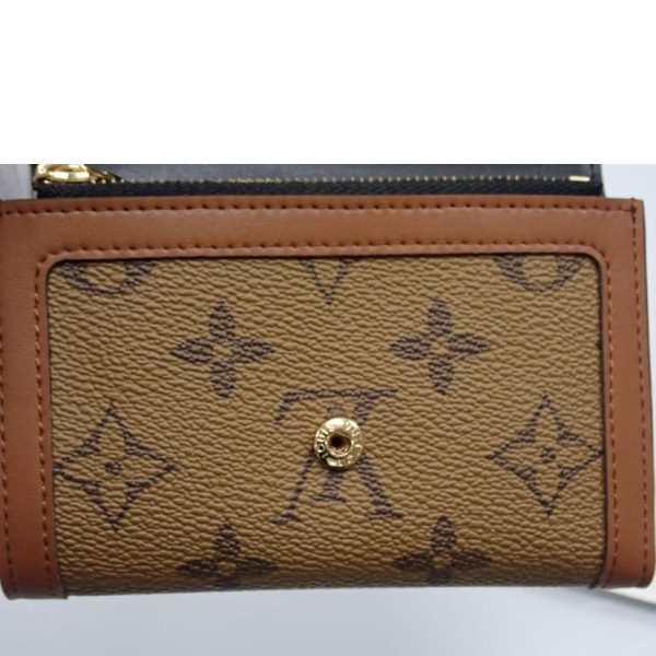 32981 8 Louis Vuitton Portefeuil Dauphine Monogram Reverse Wallet Brown