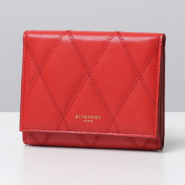 330128190 1 Givenchy Diamond Quilted Trifold Wallet Light Red