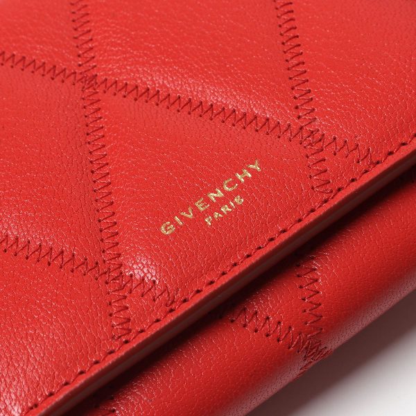 330128190 6 Givenchy Diamond Quilted Trifold Wallet Light Red